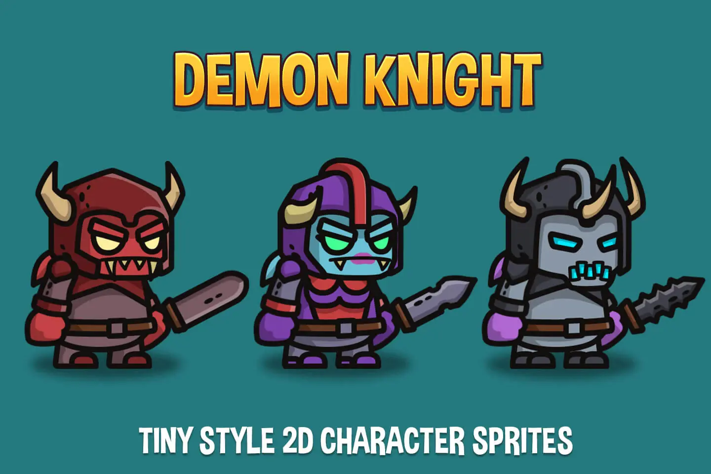 🔥 Demon Knight Tiny Style 2D Sprites – Pixel-Perfect Dark Warriors! ⚔️